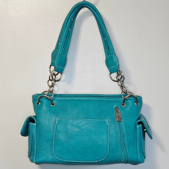 P & G Collection Western Leather Concealed Embroidered Steere Head Purse Handbag - Picture 2 of 9